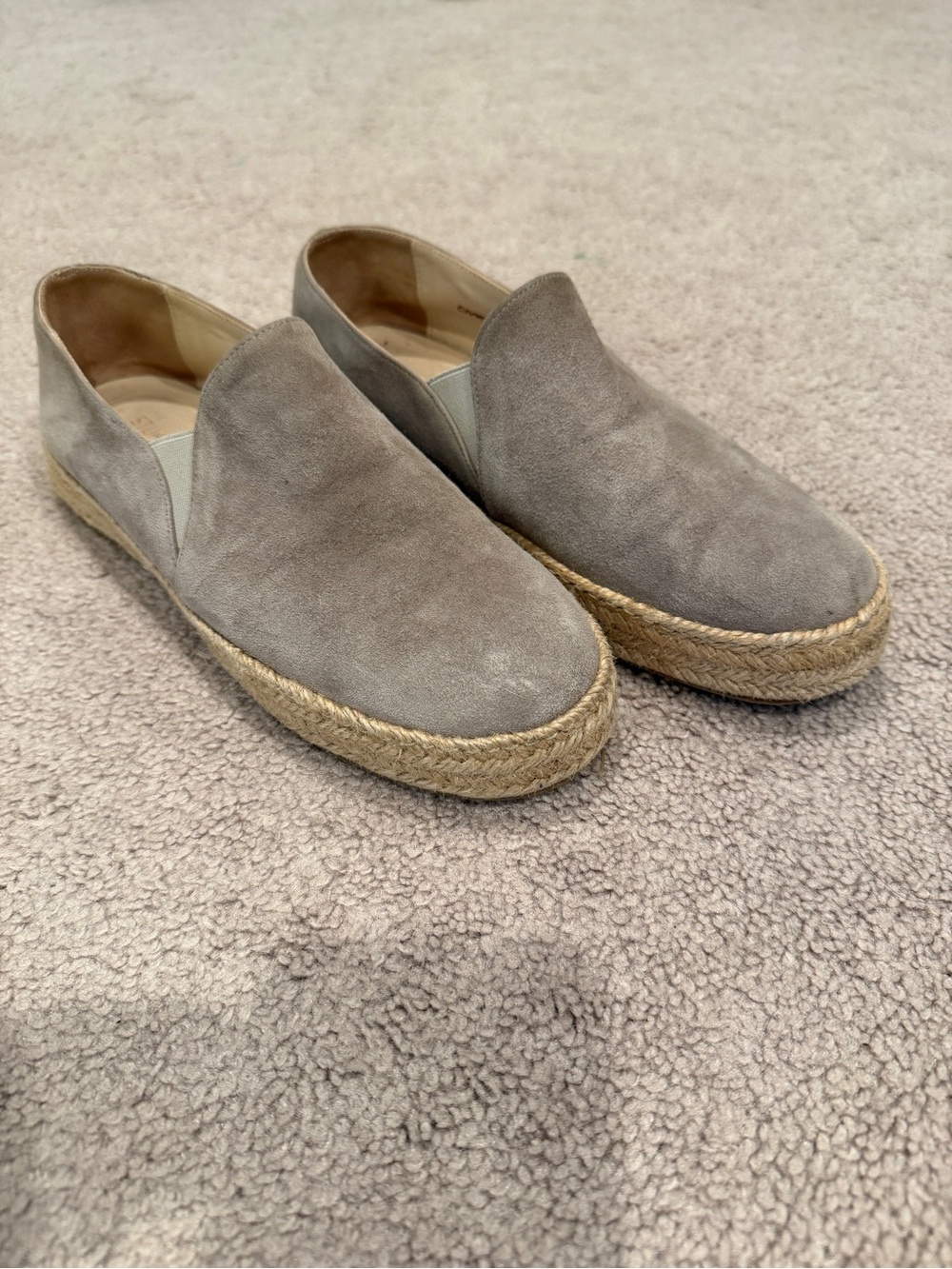 Stuart Weitzman Taupe Suede Slip-On Espadrilles